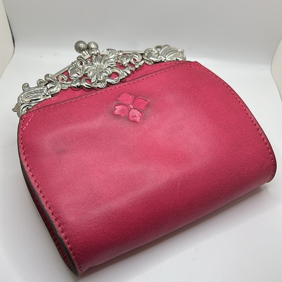 Patricia Nash Rosario Tooled Clutch Bag w/chain Burnished Pink Leather EUC - Picture 8 of 12